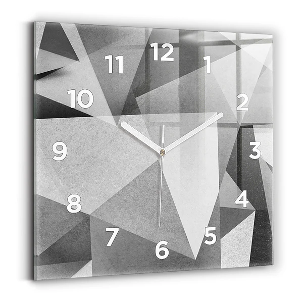 Horloge carrée en verre Abstraction géométrique grise