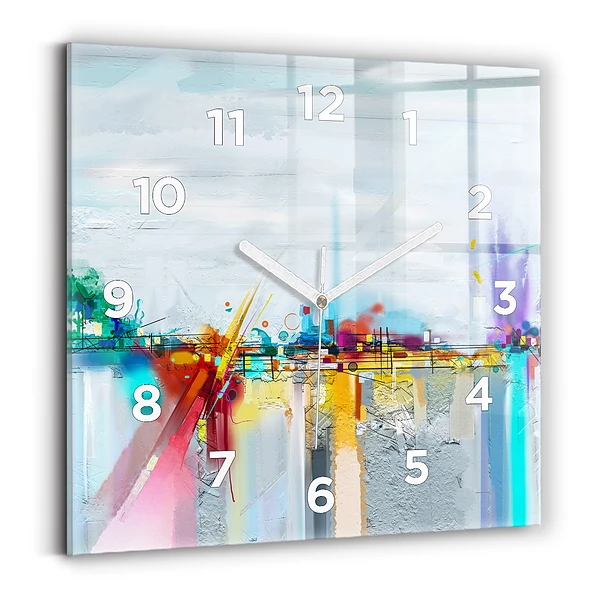 Horloge murale carrée Paysage abstrait à l'huile