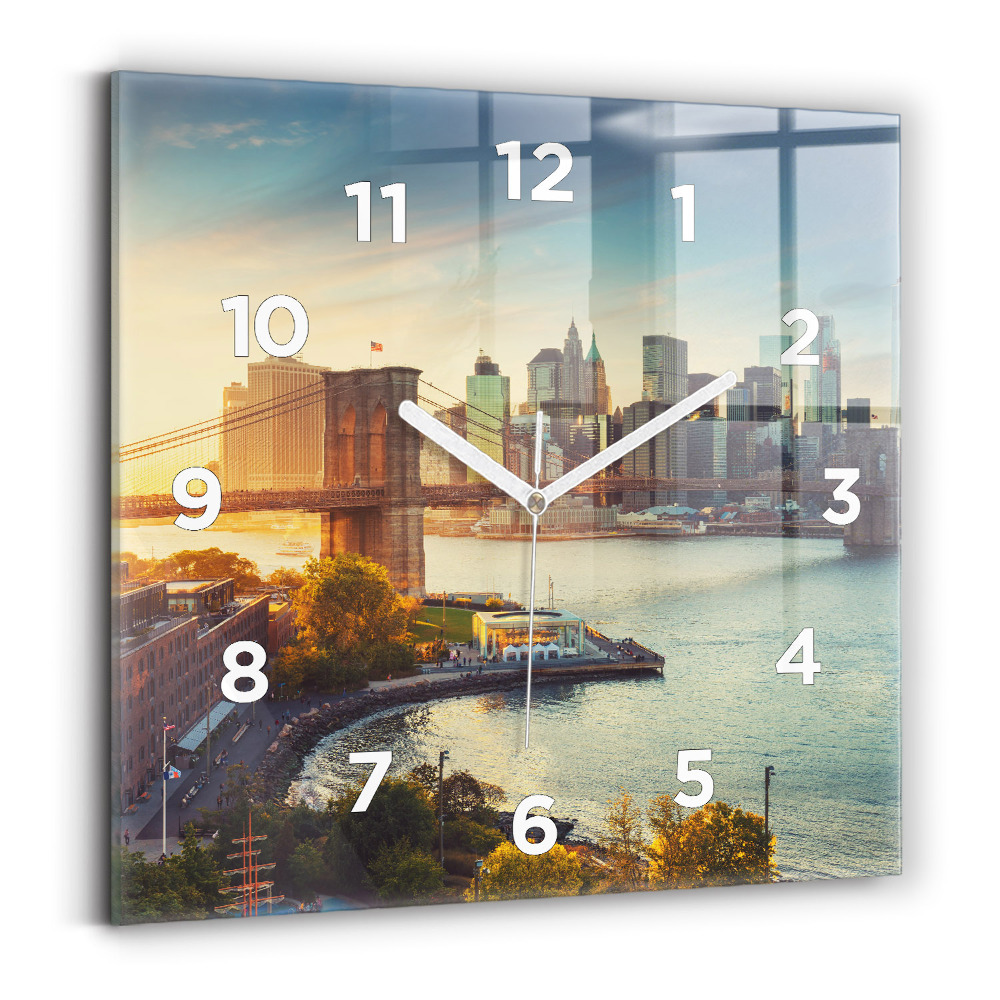 Horloge carrée en verre New York Manhattan