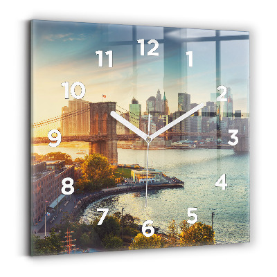 Horloge carrée en verre New York Manhattan
