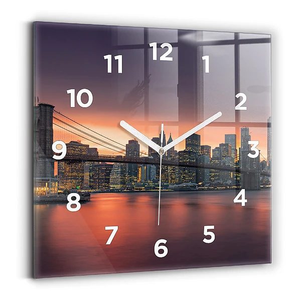 Pendule carrée en verre New York East River
