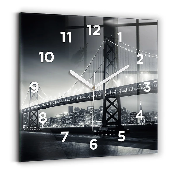 Pendule carrée en verre Pont de nuit à San Francisco