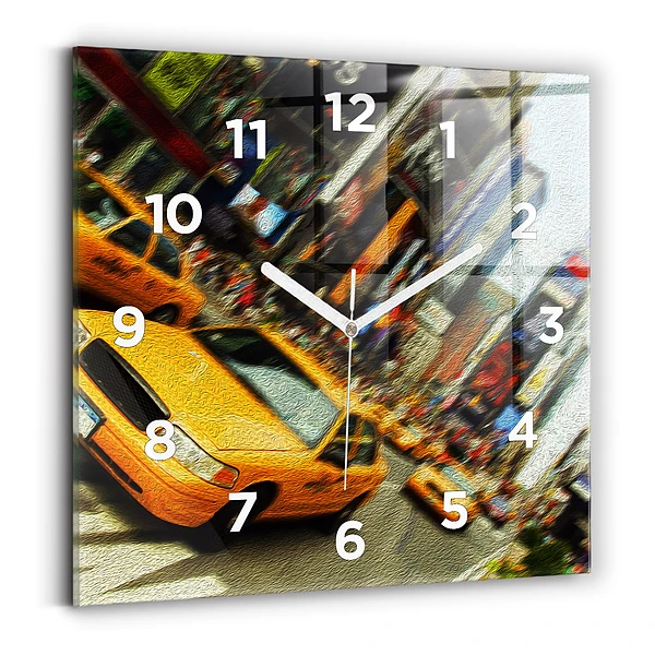 Horloge murale carrée Taxis de la ville de New York