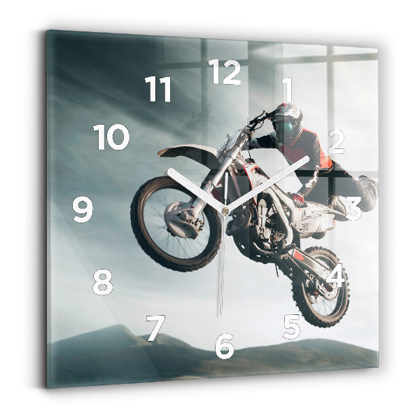 Horloge carrée en verre Moto style adrénaline