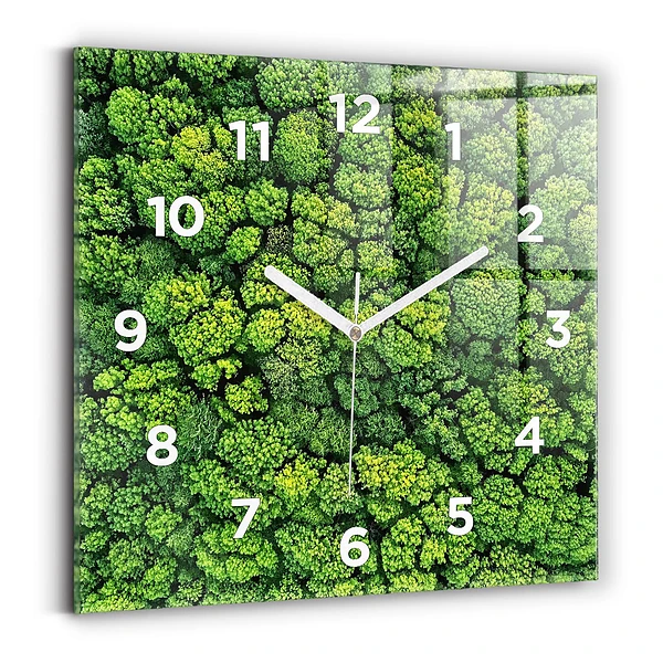 Pendule carrée en verre Forêt vue d'en haut