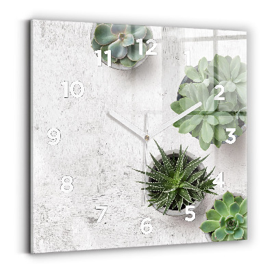 Horloge carrée en verre Plantes décoratives