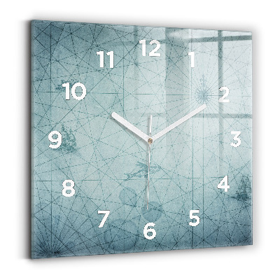 Horloge carrée en verre Carte vintage