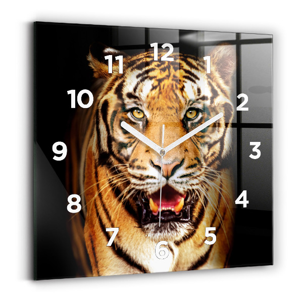 Horloge murale carrée Tigre aux yeux sauvages