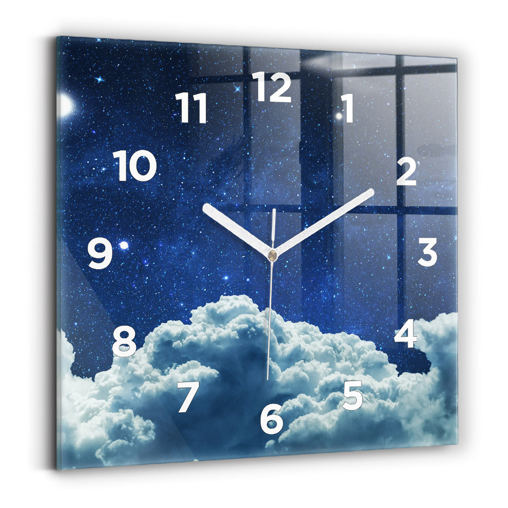 Horloge carrée en verre Ciel nocturne