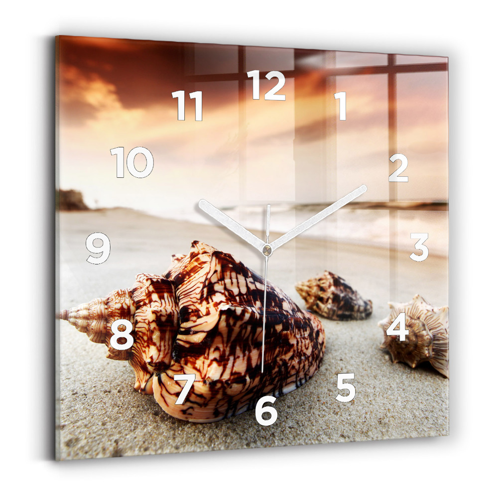 Horloge murale carrée Coquillage sur la plage