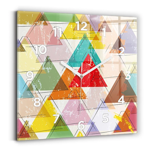 Pendule carrée en verre Triangles géométriques