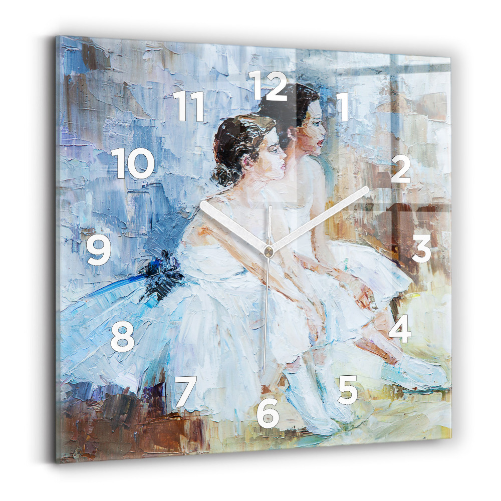 Horloge carrée en verre Jeunes ballerines