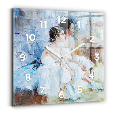 Horloge carrée en verre Jeunes ballerines
