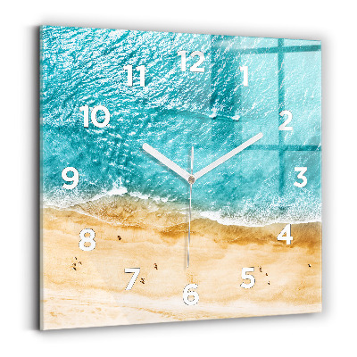 Horloge carrée en verre Personnes sur la plage
