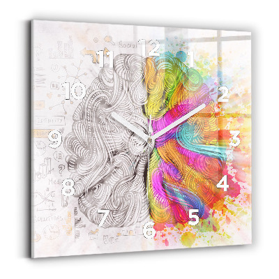 Horloge carrée en verre Cerveau abstrait