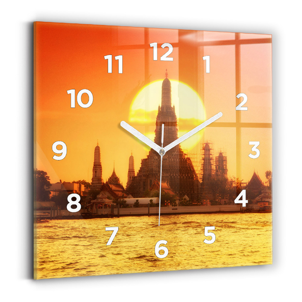 Pendule carrée en verre Wat arun Bangkok Thaïlande