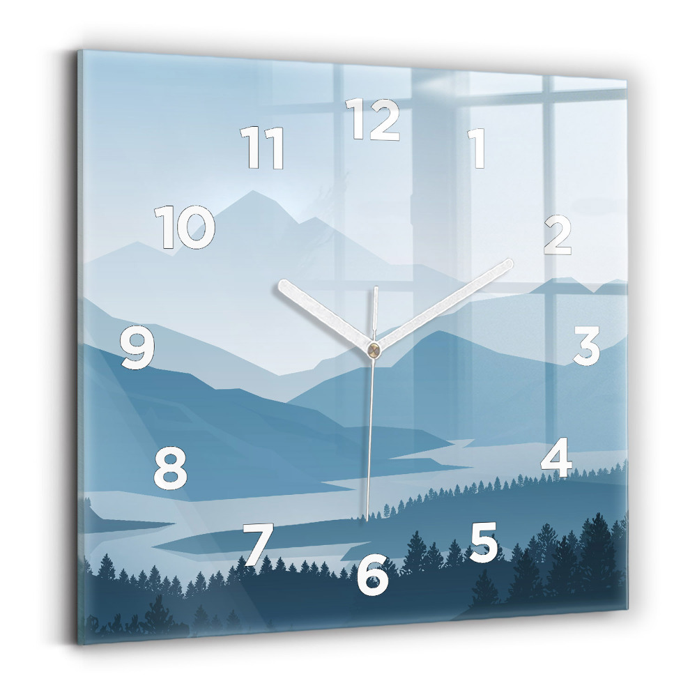Horloge carrée en verre Paysage montagneux