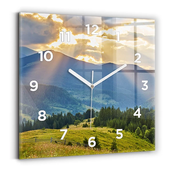 Horloge murale carrée Paysage avec forêts