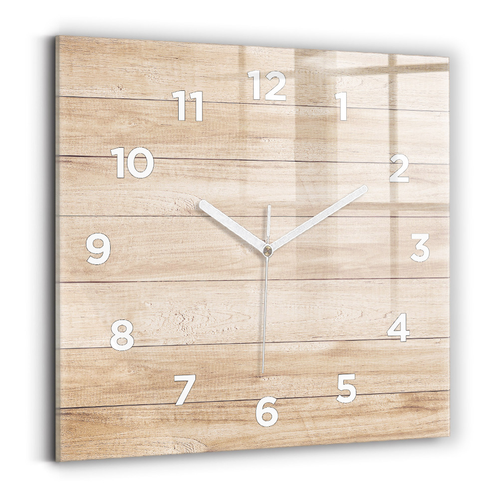 Horloge carrée en verre Texture en bois