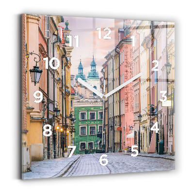 Horloge murale carrée Vieille ville de Varsovie