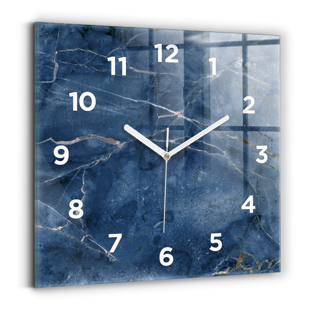 Horloge murale carrée Texture de marbre bleu