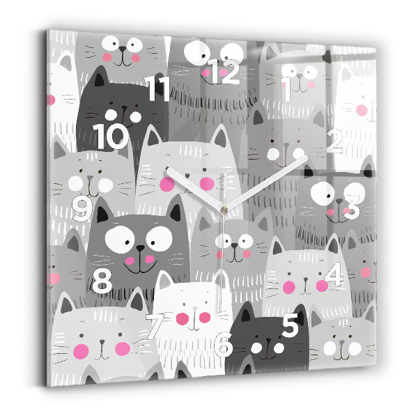 Horloge murale carrée Motif avec des chats