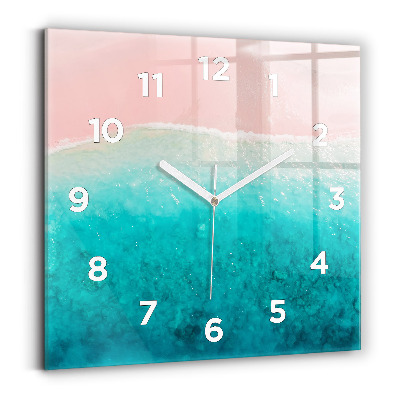 Horloge carrée en verre Plage de sable marin