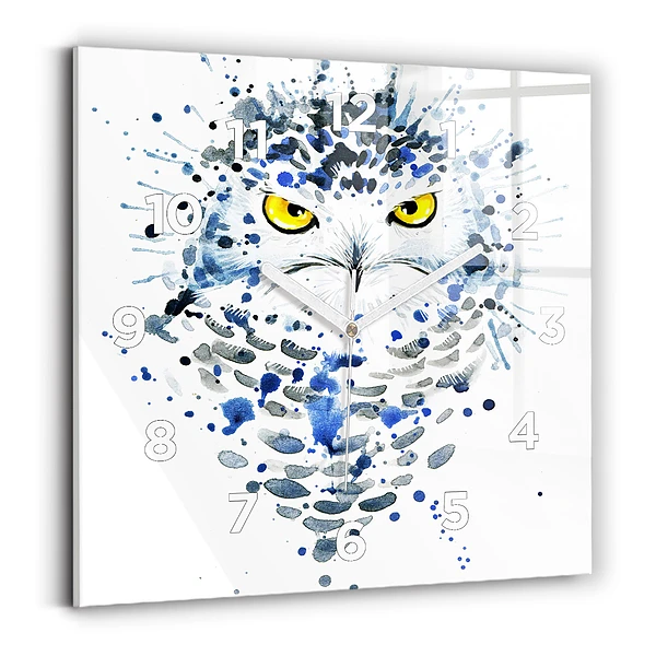 Horloge carrée en verre Regard de hibou