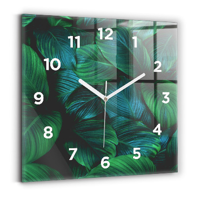 Horloge carrée en verre Feuilles de la nature