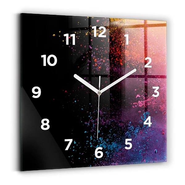 Horloge murale carrée Une explosion de couleurs