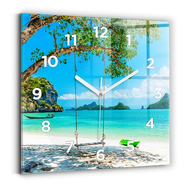 Horloge murale carrée Île ensoleillée en Thaïlande