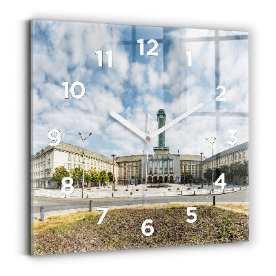 Horloge carrée en verre Panorama d'Ostrava