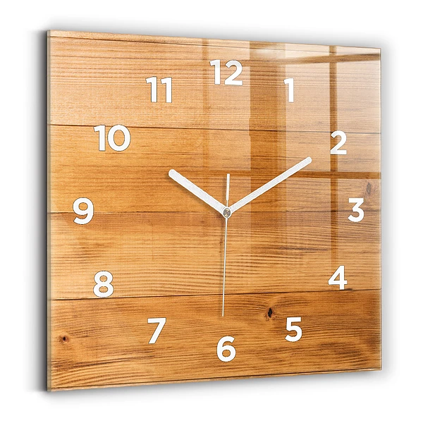 Pendule carrée en verre Planches en bois