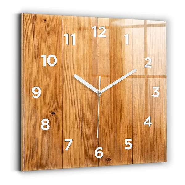 Horloge carrée en verre Planches en bois