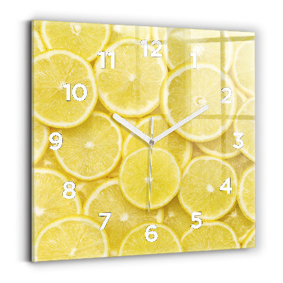 Pendule carrée en verre Tranches de citron