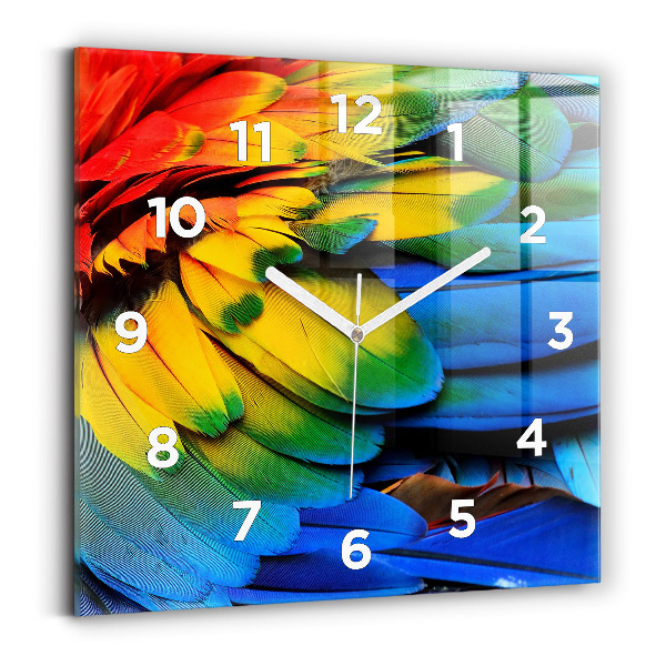 Horloge murale carrée Ailes d'oiseaux colorées