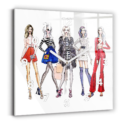 Horloge murale carrée Filles à la mode