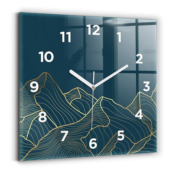 Horloge carrée en verre Croquis de montagnes