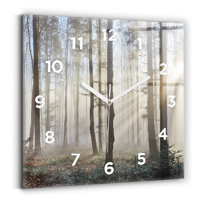 Horloge murale carrée Forêt dans la brume