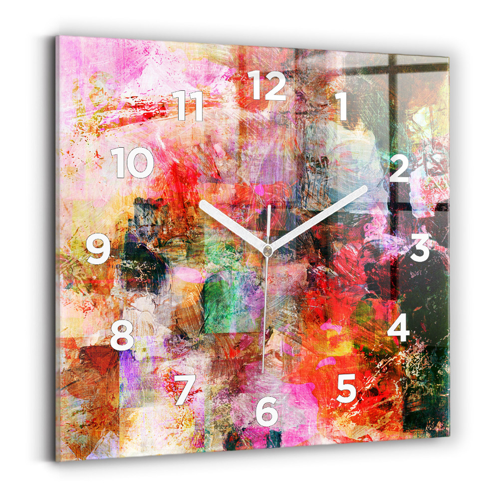 Pendule carrée en verre Composition abstraite