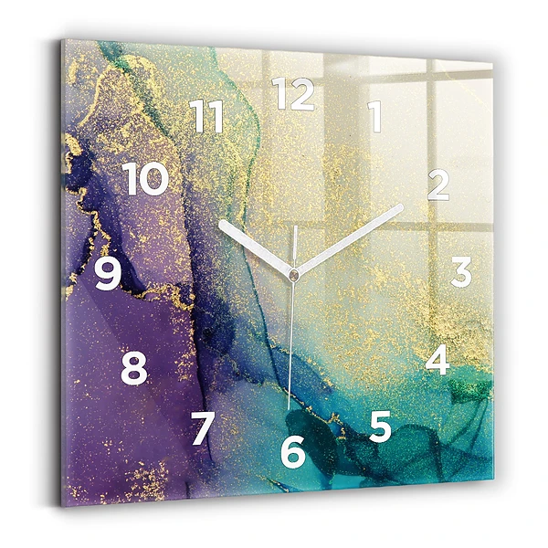 Horloge carrée en verre Abstraction colorée