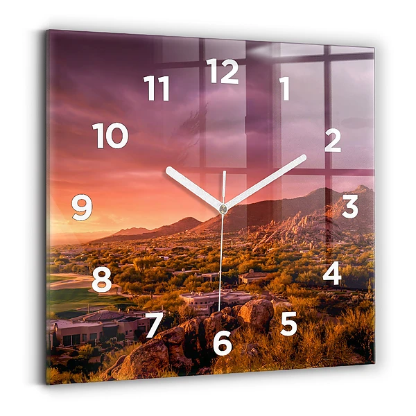 Pendule carrée en verre Coucher de soleil à North Scottsdale