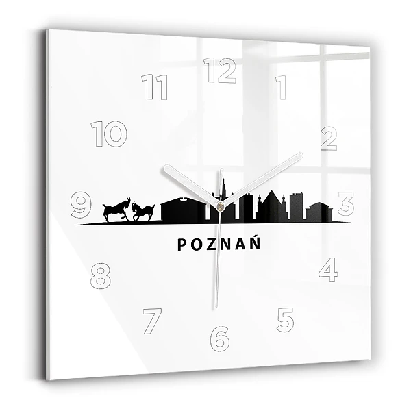 Horloge murale carrée Graphique de la ligne d'horizon de Poznan