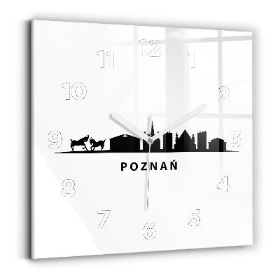 Horloge murale carrée Graphique de la ligne d'horizon de Poznan