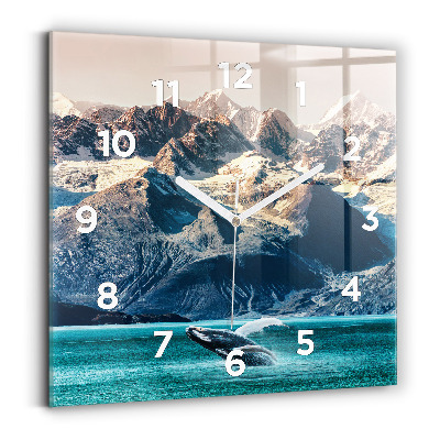 Horloge carrée en verre Eau de baleine