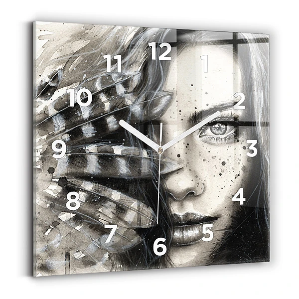 Horloge murale carrée Portrait peint