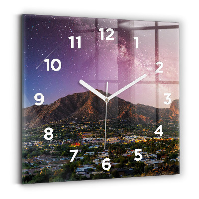 Horloge murale carrée Paysage de montagne