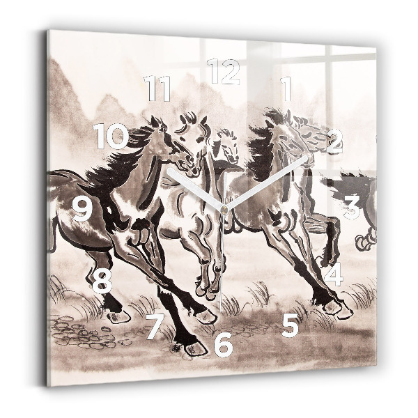 Horloge murale carrée Chevaux au galop