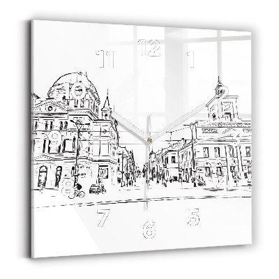 Pendule carrée en verre Illustration de la ville de Poznan