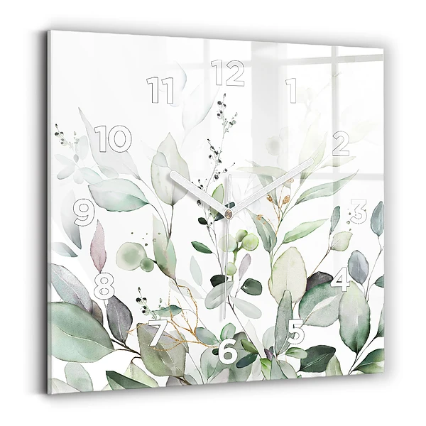 Horloge murale carrée Feuilles de plantes